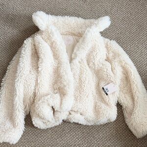 LC Lauren Conrad Cream Fuzzy Jacket